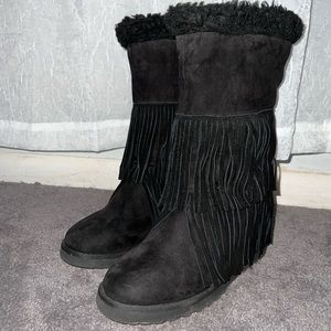 Black Boots with Fringes